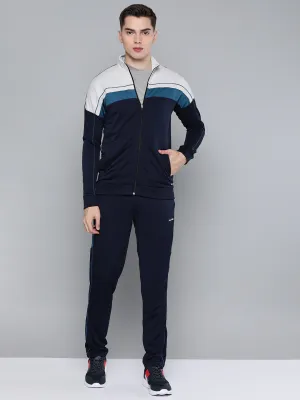 Alcis Men Navy Blue White Colourblocked Track Suit