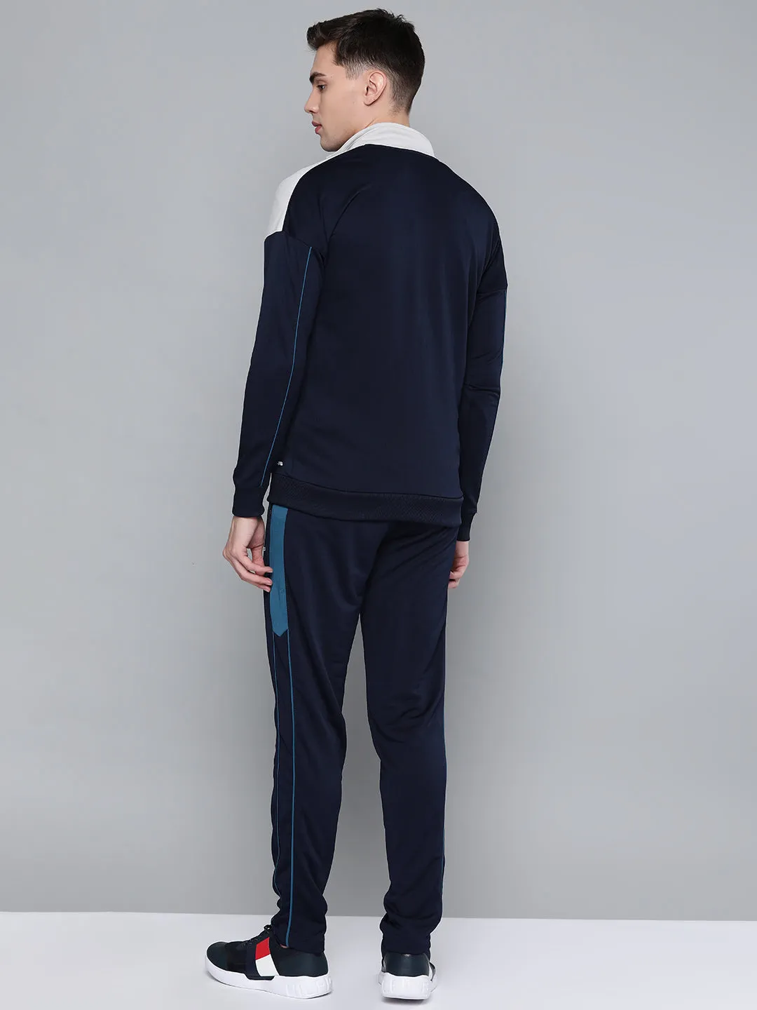 Alcis Men Navy Blue White Colourblocked Track Suit