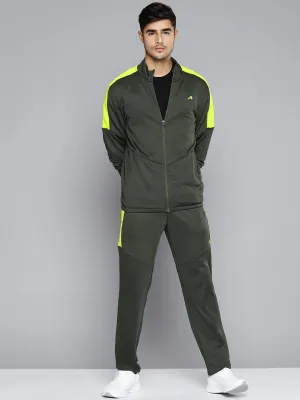 Alcis Men Olive Green Solid Tracksuit
