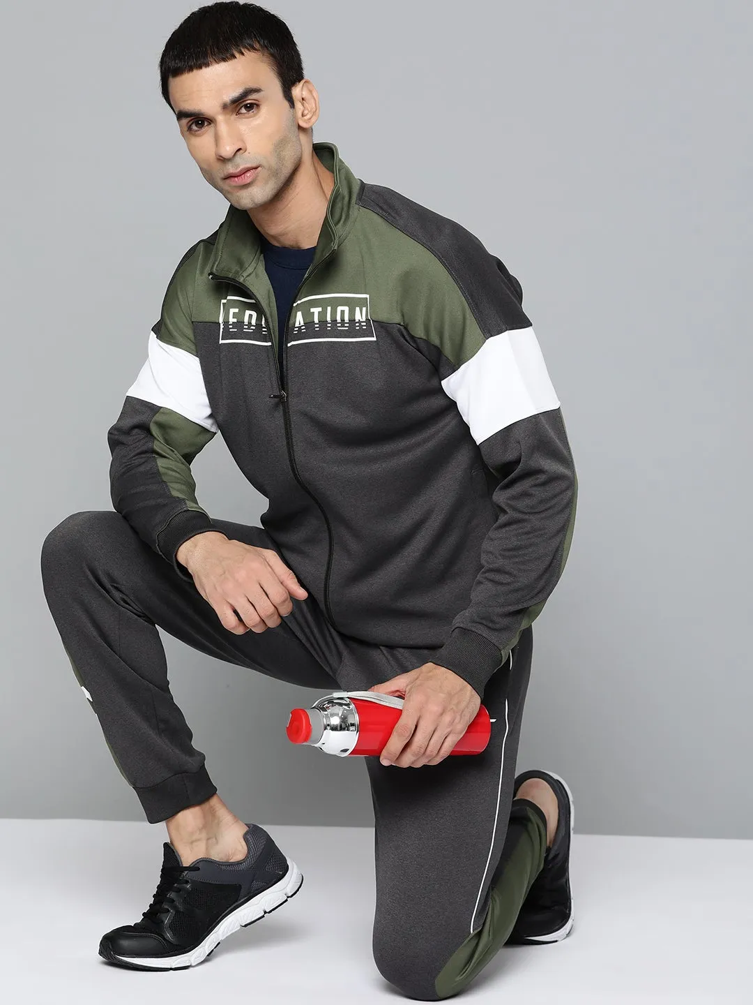 Alcis Men Printed Grey Track Suit
