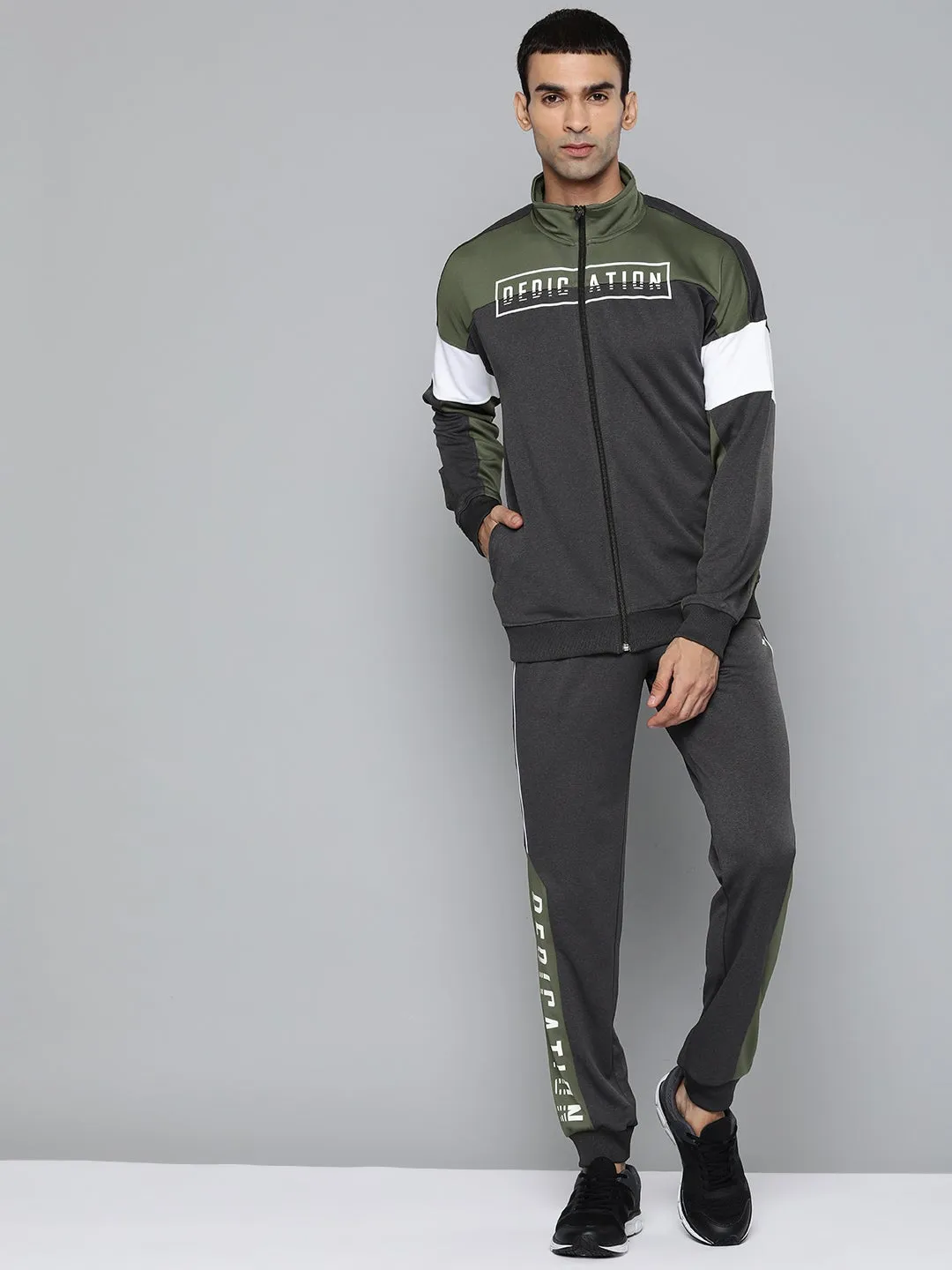 Alcis Men Printed Grey Track Suit