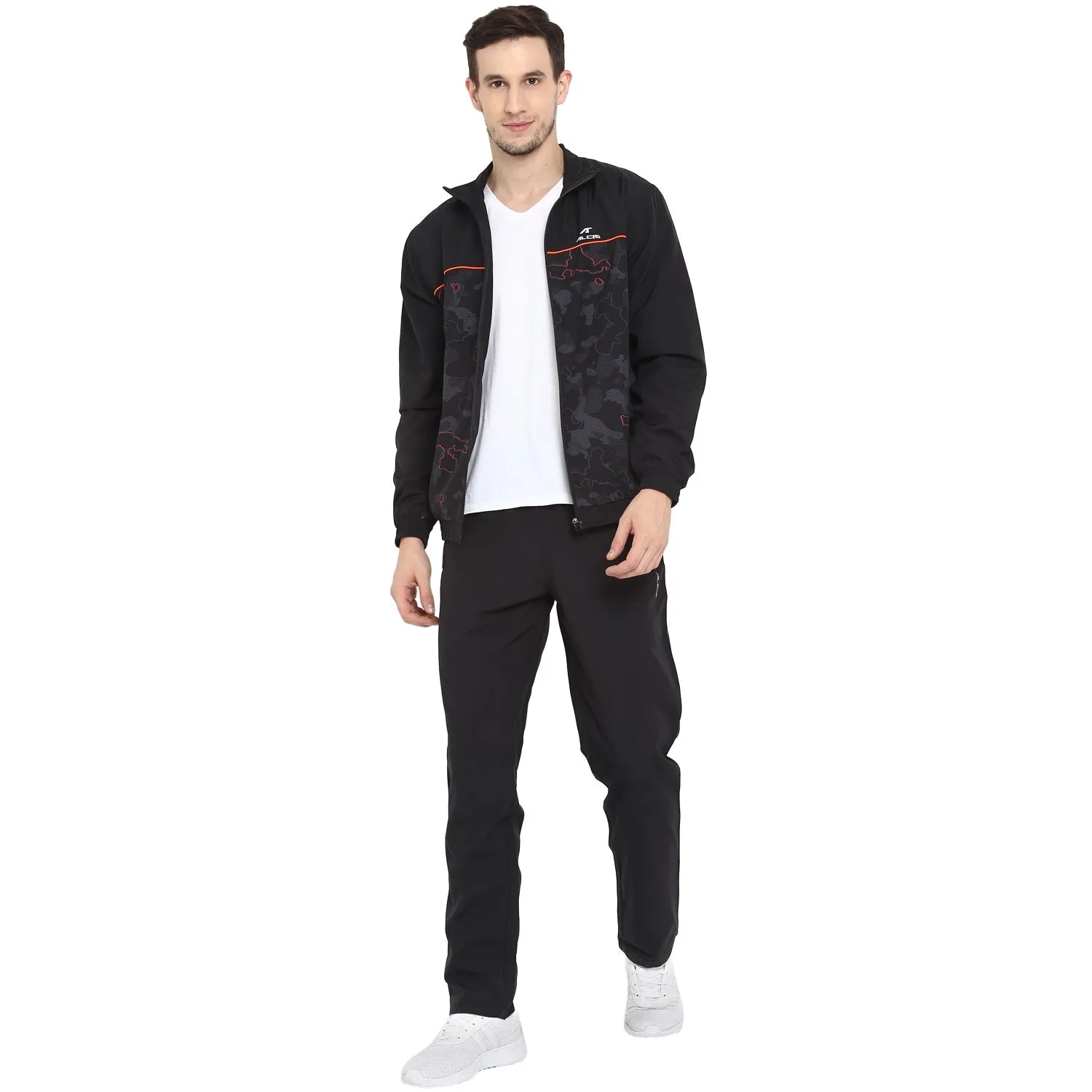 Alcis Men Solid Black Track Suit