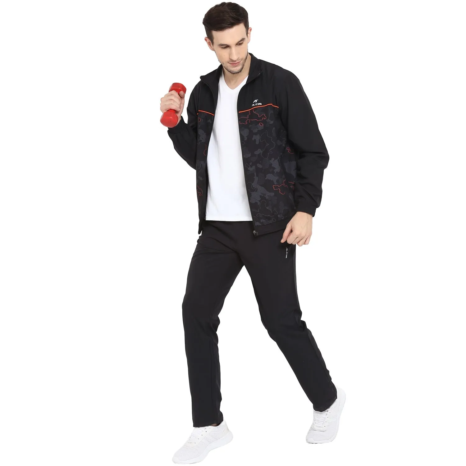 Alcis Men Solid Black Track Suit