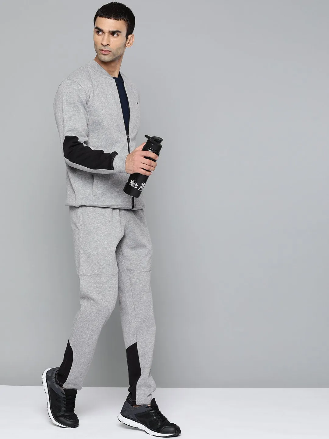 Alcis Men Solid Grey Melange Tracksuits