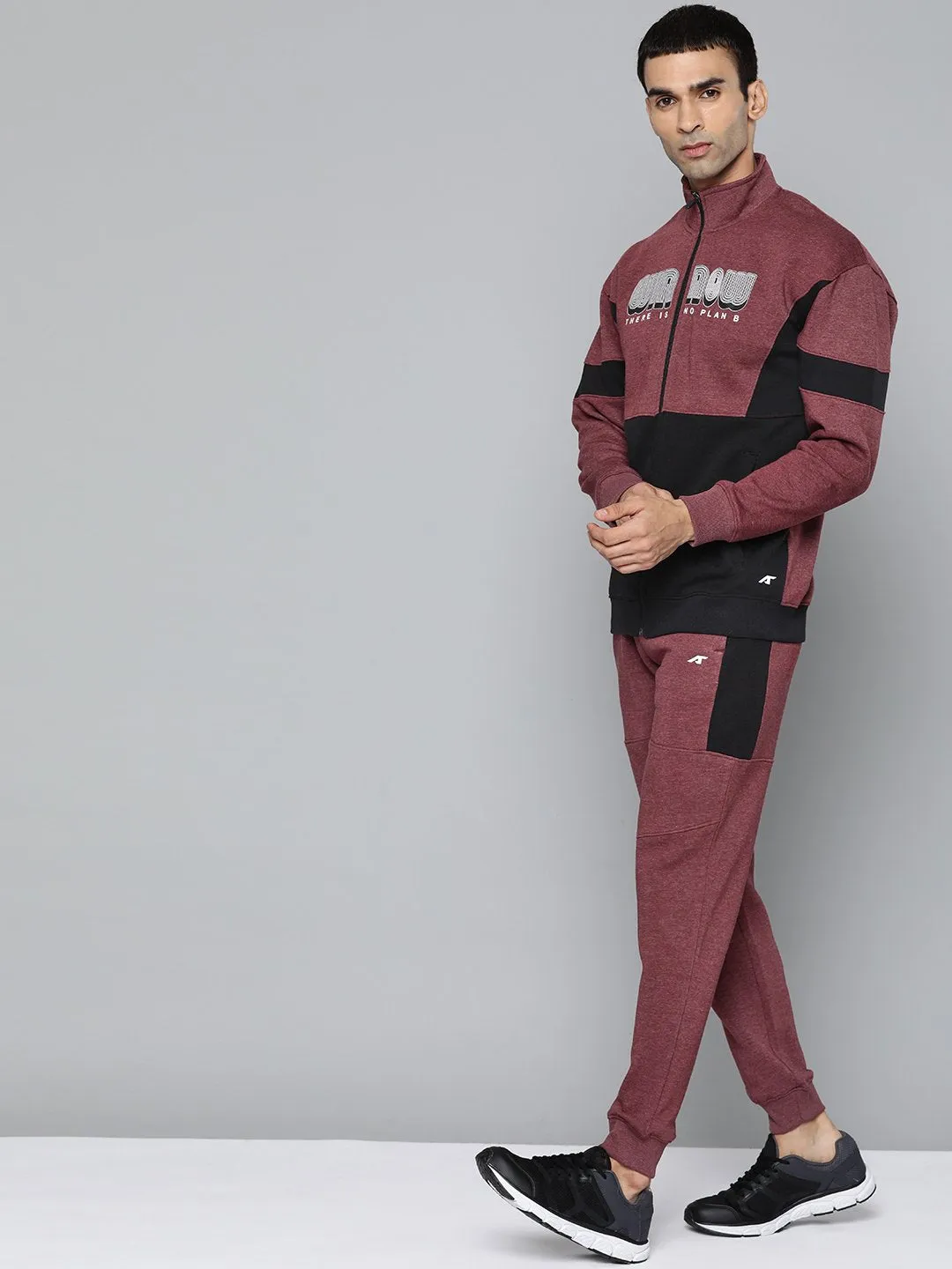 Alcis Men Typography Maroon Tracksuits