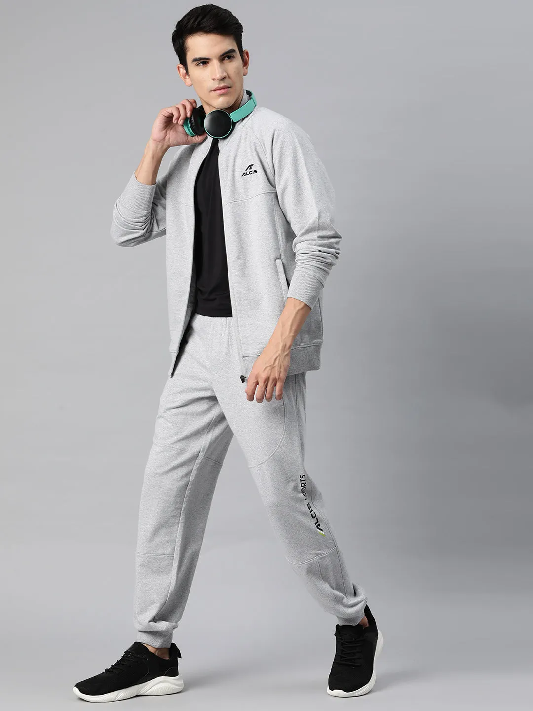 Alcis Men Typography Print Mid-Rise Tracksuit