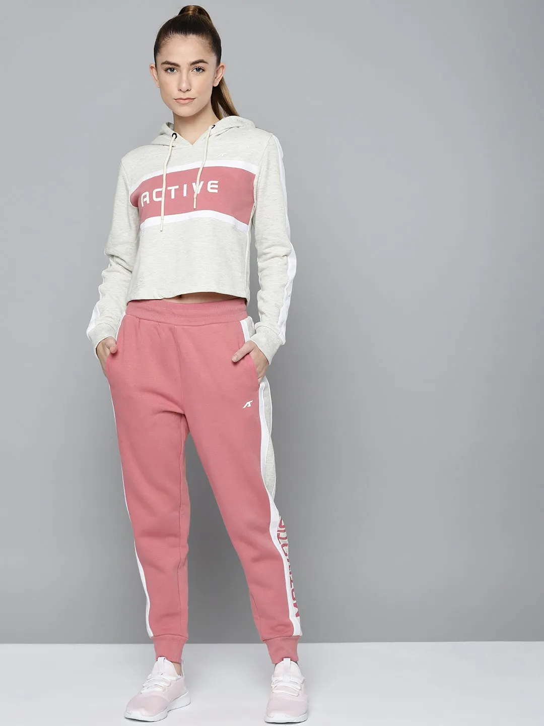 Alcis Women Printed White Track Suit