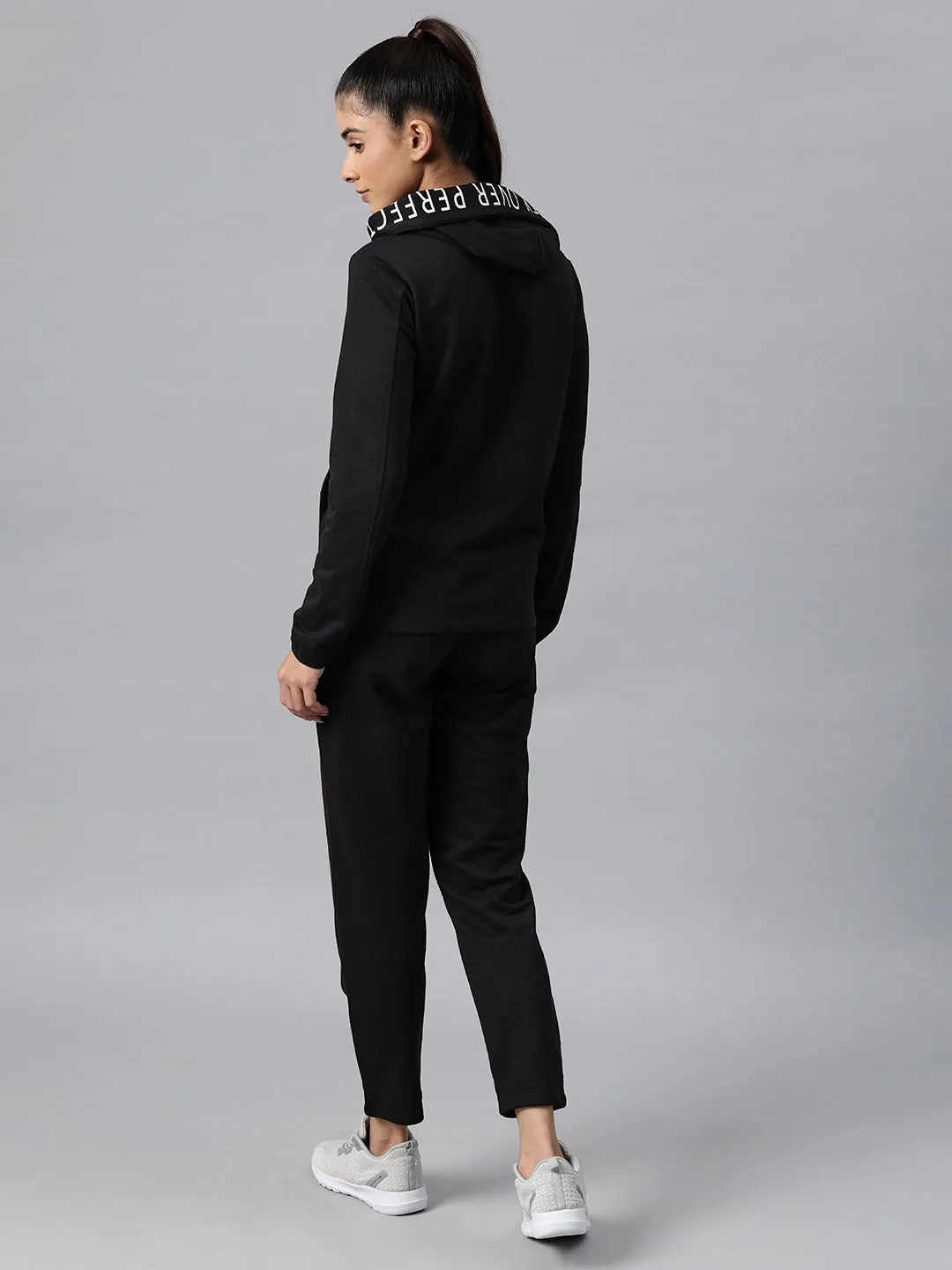 Alcis Women Typography Print Mid-Rise Hooded Tracksuit