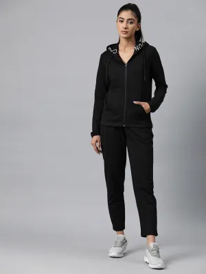 Alcis Women Typography Print Mid-Rise Hooded Tracksuit