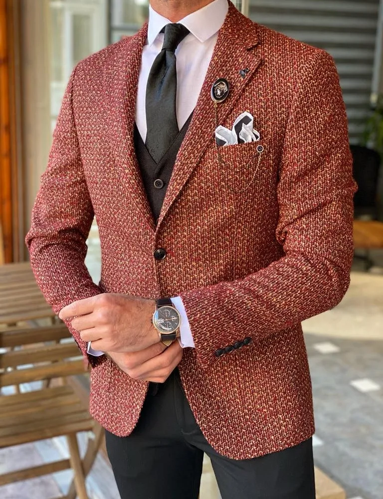 Aldo Brown Slim Fit Patterned Wool Suit - Versatile Elegance for Every Occasion