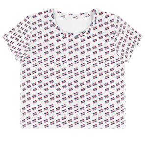 All-Over Emoji República Dominicana Flag Crop Top