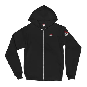And Still Champion crest and sleeve logo, Soaring Champion on back men's zip-up hoodie