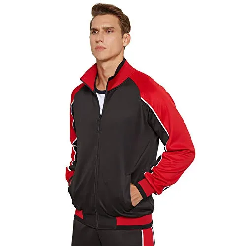 AOTORR Men's Men's Athletic Running Tracksuit Set Casual Full Zip Jogging Sweat Suit Gray M