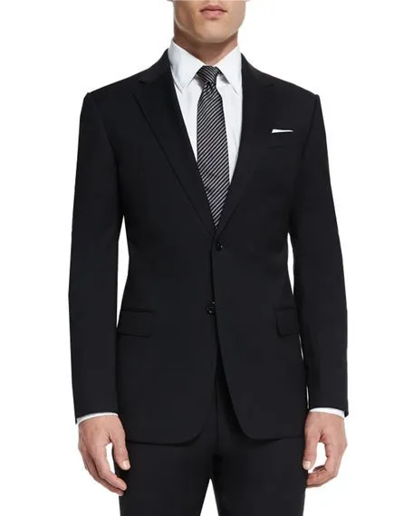 ARMANI COLLEZIONI - “G Line” Natural Stretch Black Notch Lapel Suit - 46R