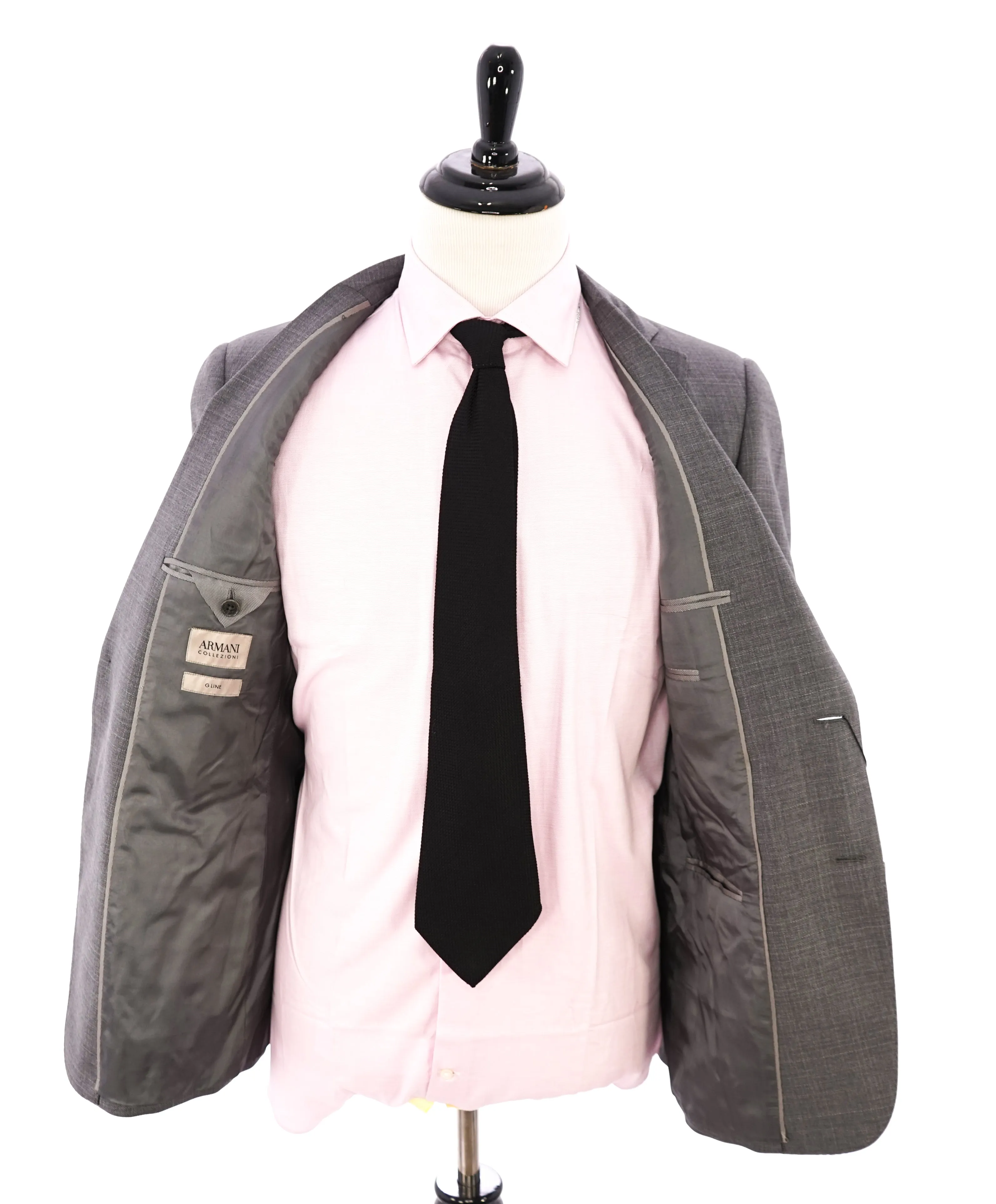 ARMANI COLLEZIONI - Gray Basket Weave Textured "G Line" Suit - 36R