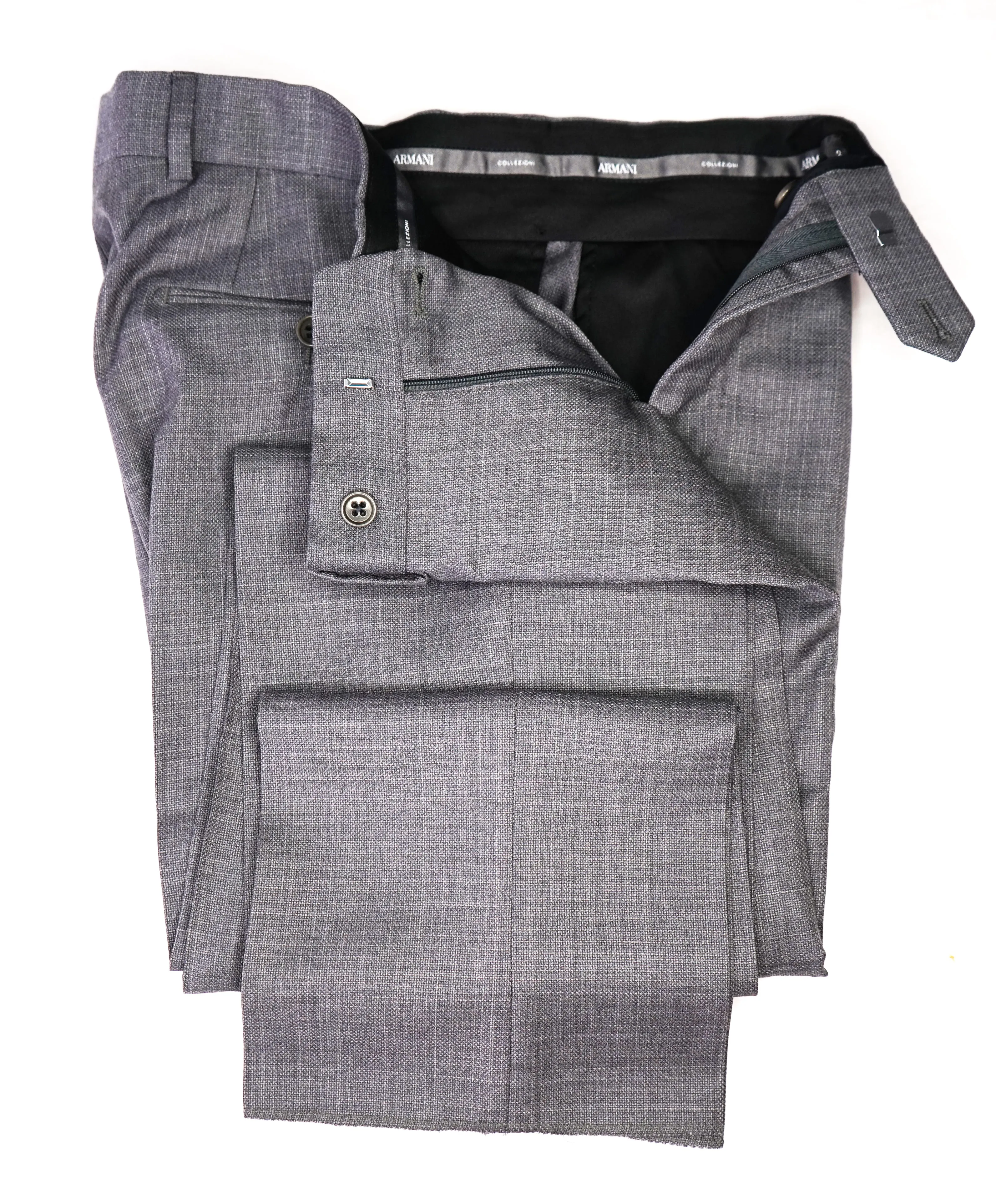 ARMANI COLLEZIONI - Gray Basket Weave Textured "G Line" Suit - 36R