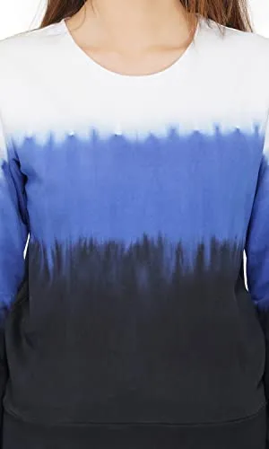 Artemis Women's Tie & Dye Jogger Set-Full Sleeves Jogger Set -Winterwear for Womens & Girls(White & Blue)