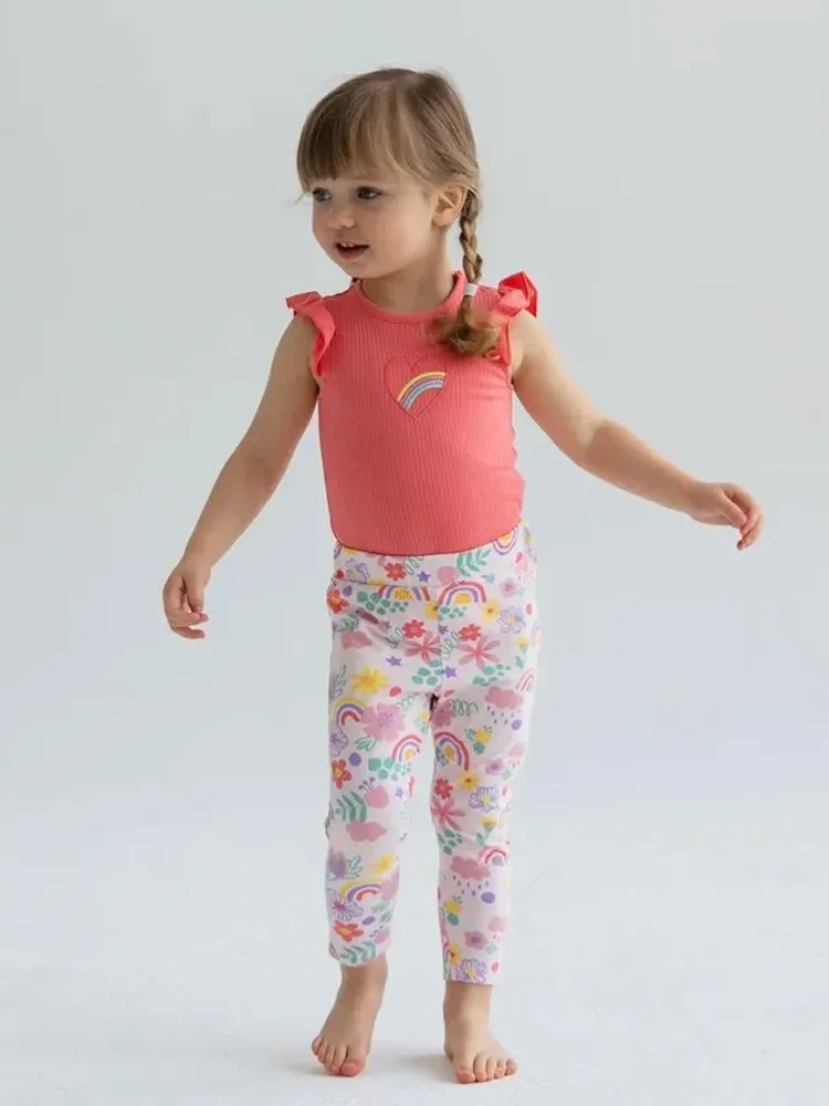Artie - Flowers & Rainbows Multicoloured Baby and Girl Leggings