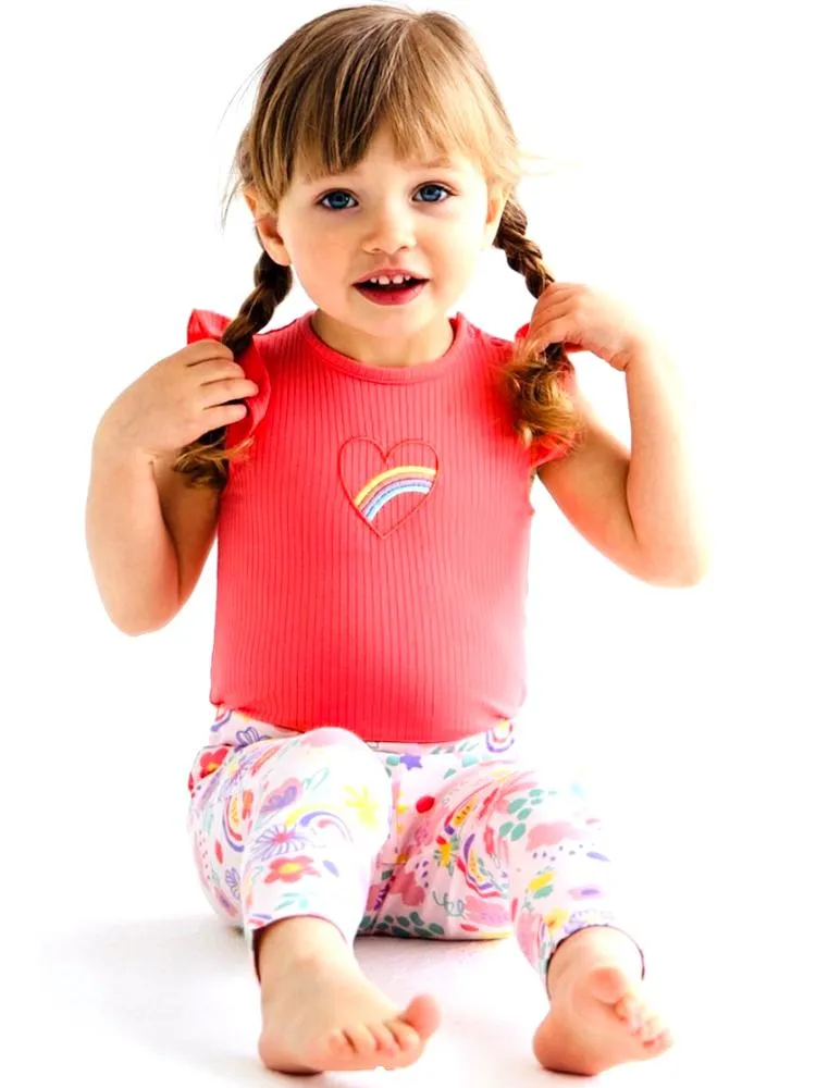 Artie - Flowers & Rainbows Multicoloured Baby and Girl Leggings