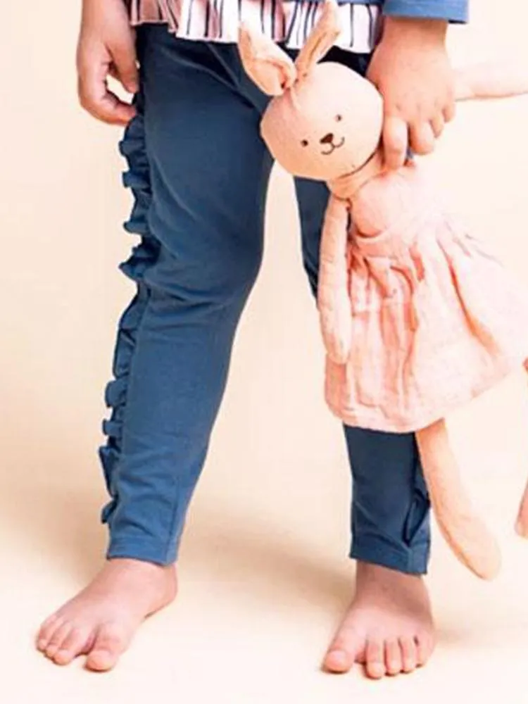Artie - Frill Leggings - Girls Blue Leggings with Frill Design 3 to 18 months