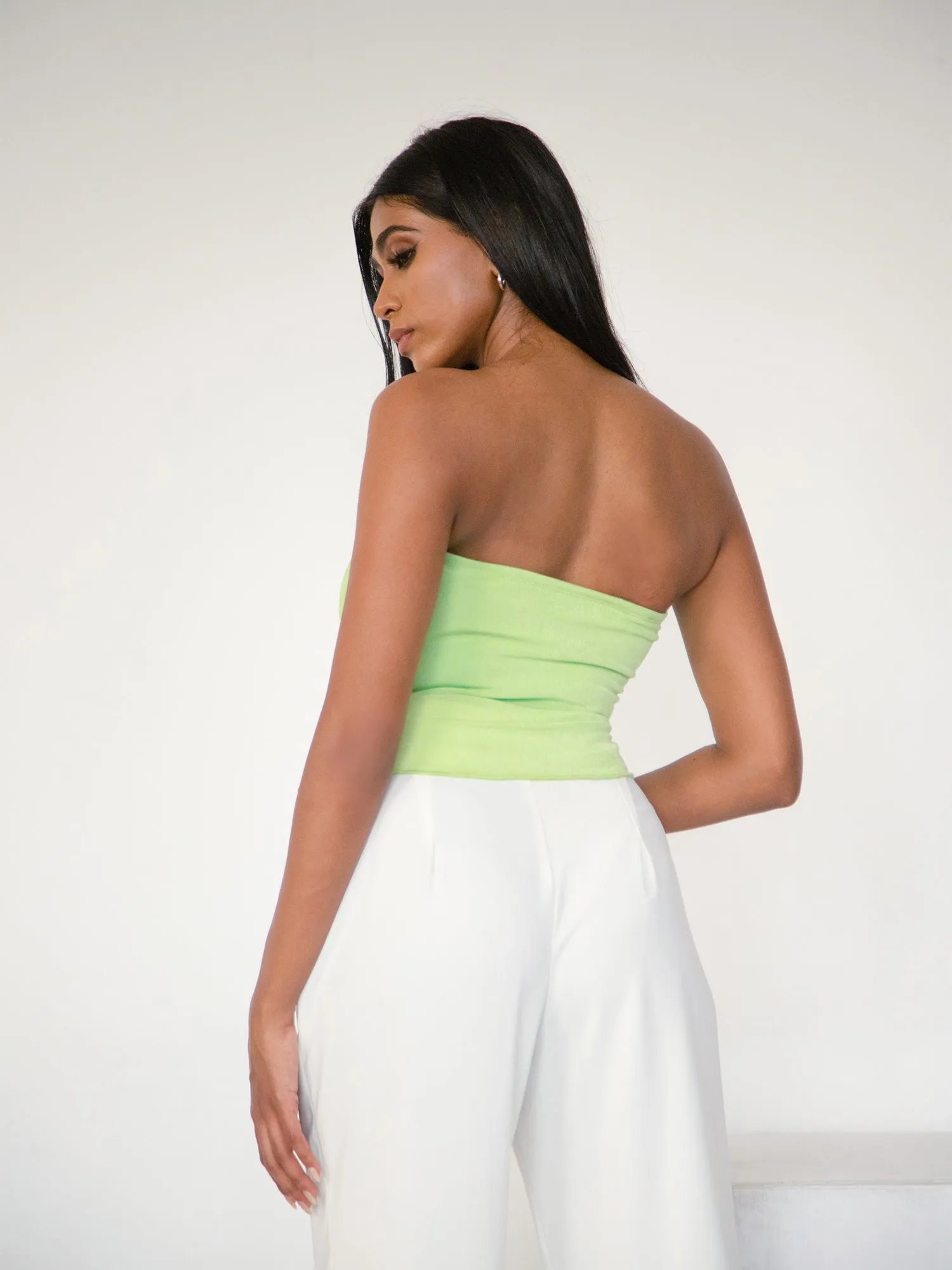 Asymmetrical Hem Detail Ruched Tube Top