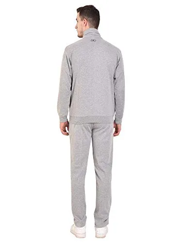 ATHLET Cotton Mix Elastic String Tracksuit for Men for Gym,Running, Track Suit for Men's (L.Grey Design 2, 42)