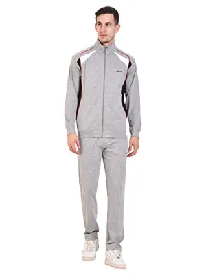 ATHLET Cotton Mix Elastic String Tracksuit for Men for Gym,Running, Track Suit for Men's (L.Grey Design 2, 42)
