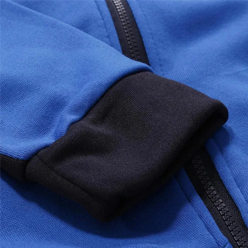 Autumn Long Sleeve Hoodie Zipper Patchwork Tracksuits