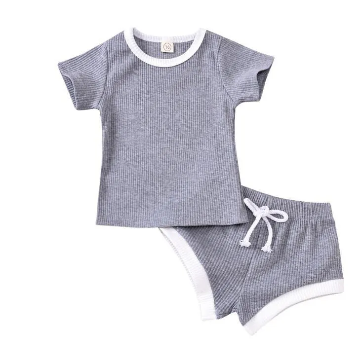 Baby’s Summer Clothing with Knitted Cotton T-Shirts/Tracksuits Sets.