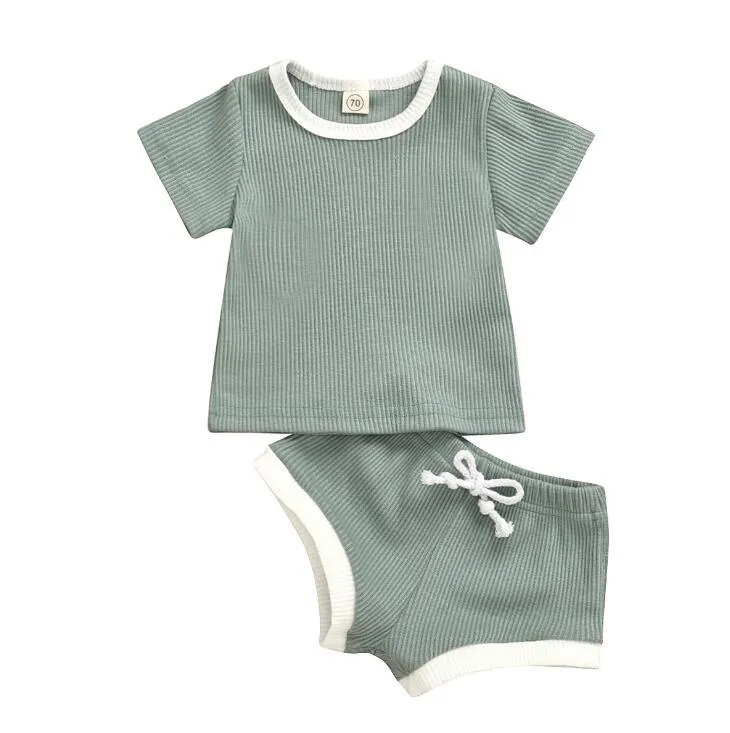Baby’s Summer Clothing with Knitted Cotton T-Shirts/Tracksuits Sets.