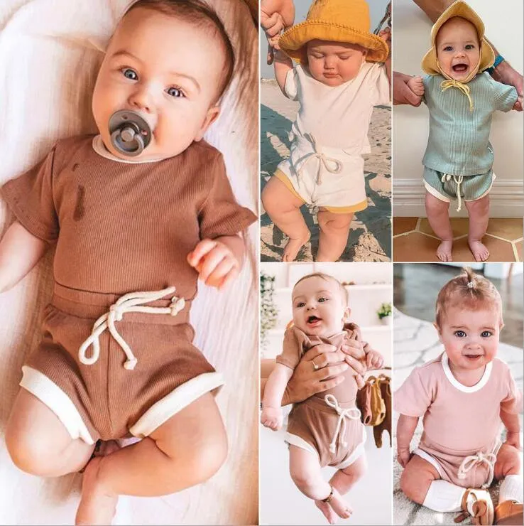 Baby’s Summer Clothing with Knitted Cotton T-Shirts/Tracksuits Sets.