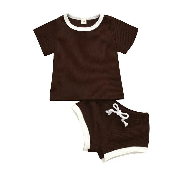 Baby’s Summer Clothing with Knitted Cotton T-Shirts/Tracksuits Sets.