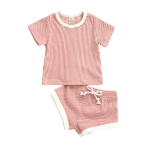 Baby’s Summer Clothing with Knitted Cotton T-Shirts/Tracksuits Sets.