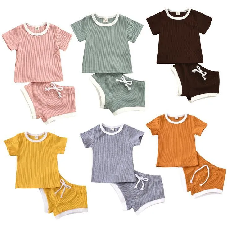 Baby’s Summer Clothing with Knitted Cotton T-Shirts/Tracksuits Sets.