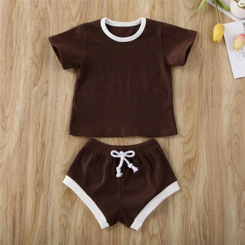 Baby’s Summer Clothing with Knitted Cotton T-Shirts/Tracksuits Sets.
