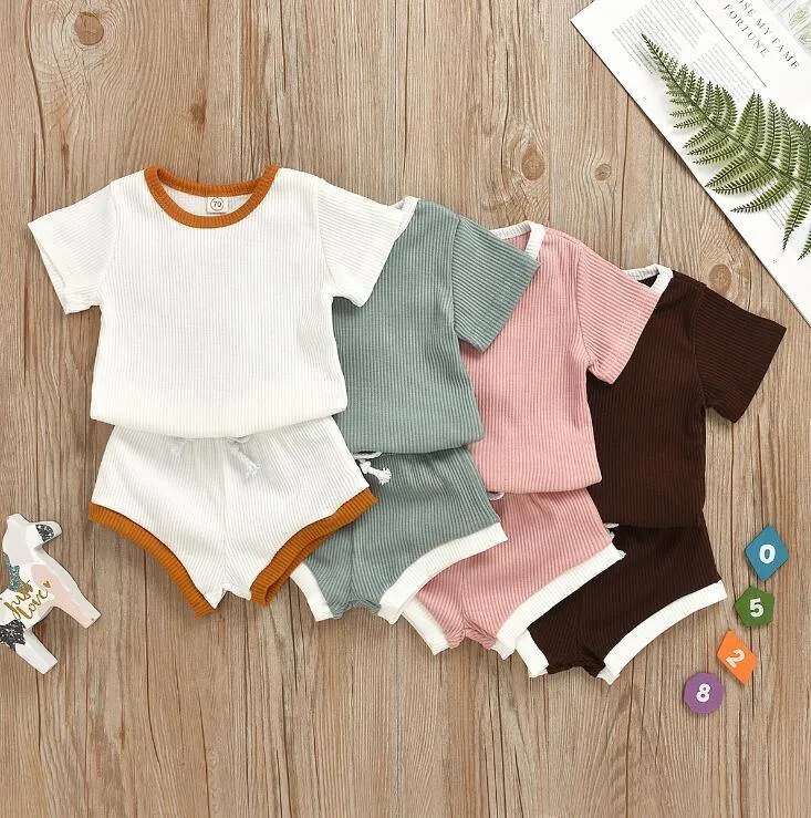 Baby’s Summer Clothing with Knitted Cotton T-Shirts/Tracksuits Sets.