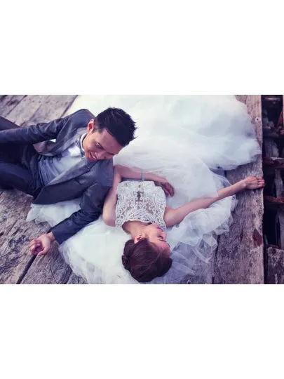 Back Bateau Neck Tulle A-Line Wedding Dress