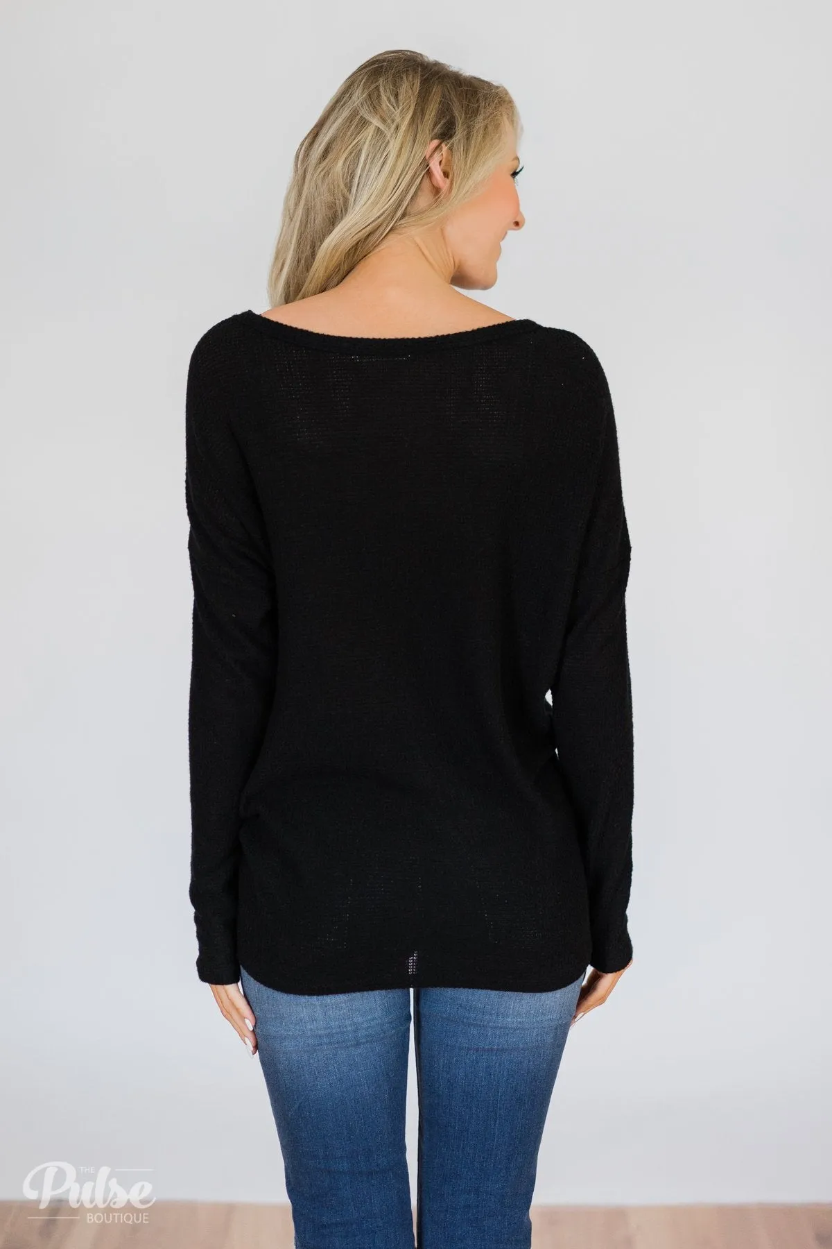 Back to You Thermal Button Top- Black