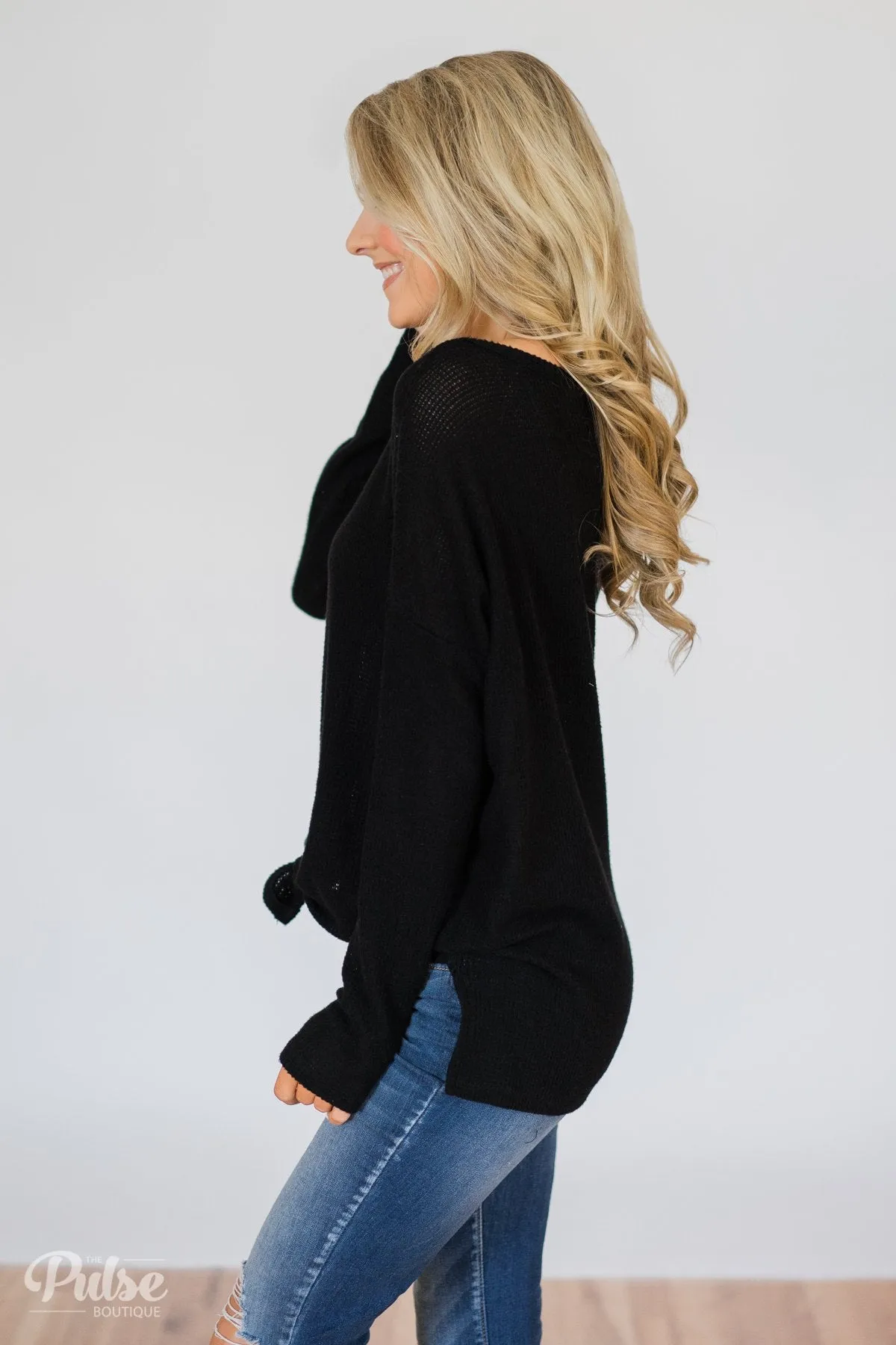 Back to You Thermal Button Top- Black