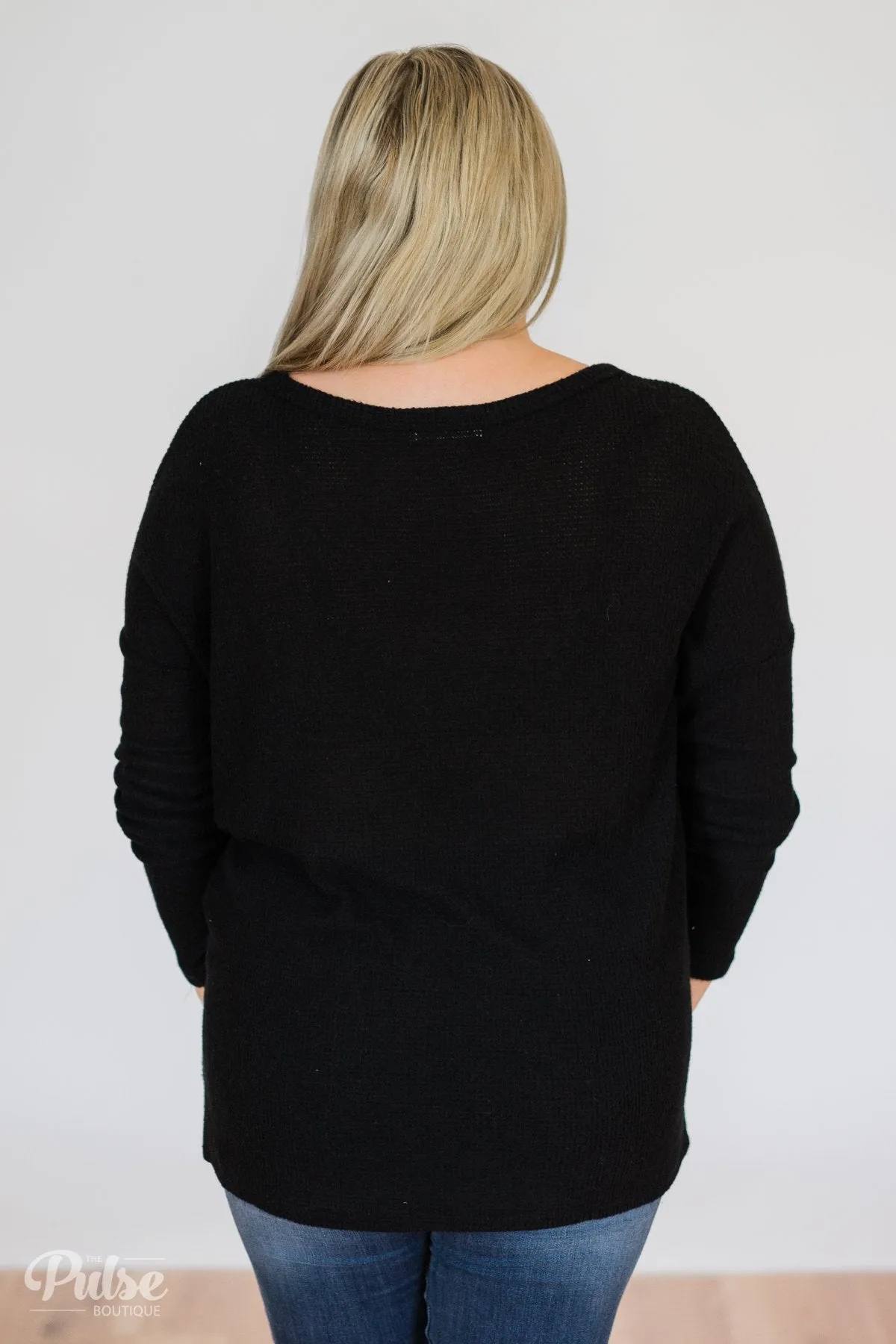 Back to You Thermal Button Top- Black