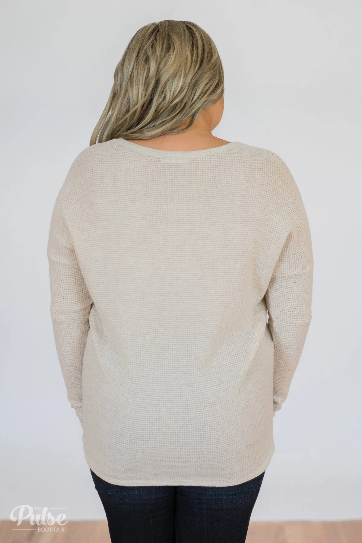 Back to You Thermal Button Top- Taupe