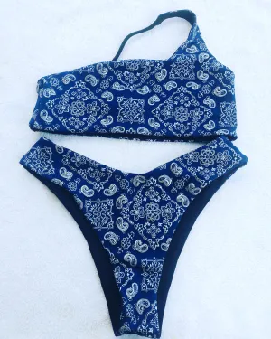 Bandana print one shoulder bikini
