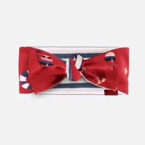 Bandeau de bain réversible rouge à motifs, enfant  || Reversible red patterned swim headband, child