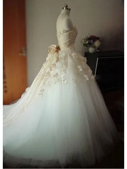Beading Flowers Ball Gown Wedding Dress