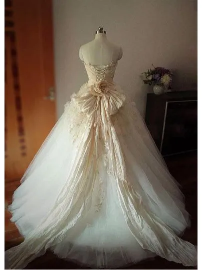 Beading Flowers Ball Gown Wedding Dress