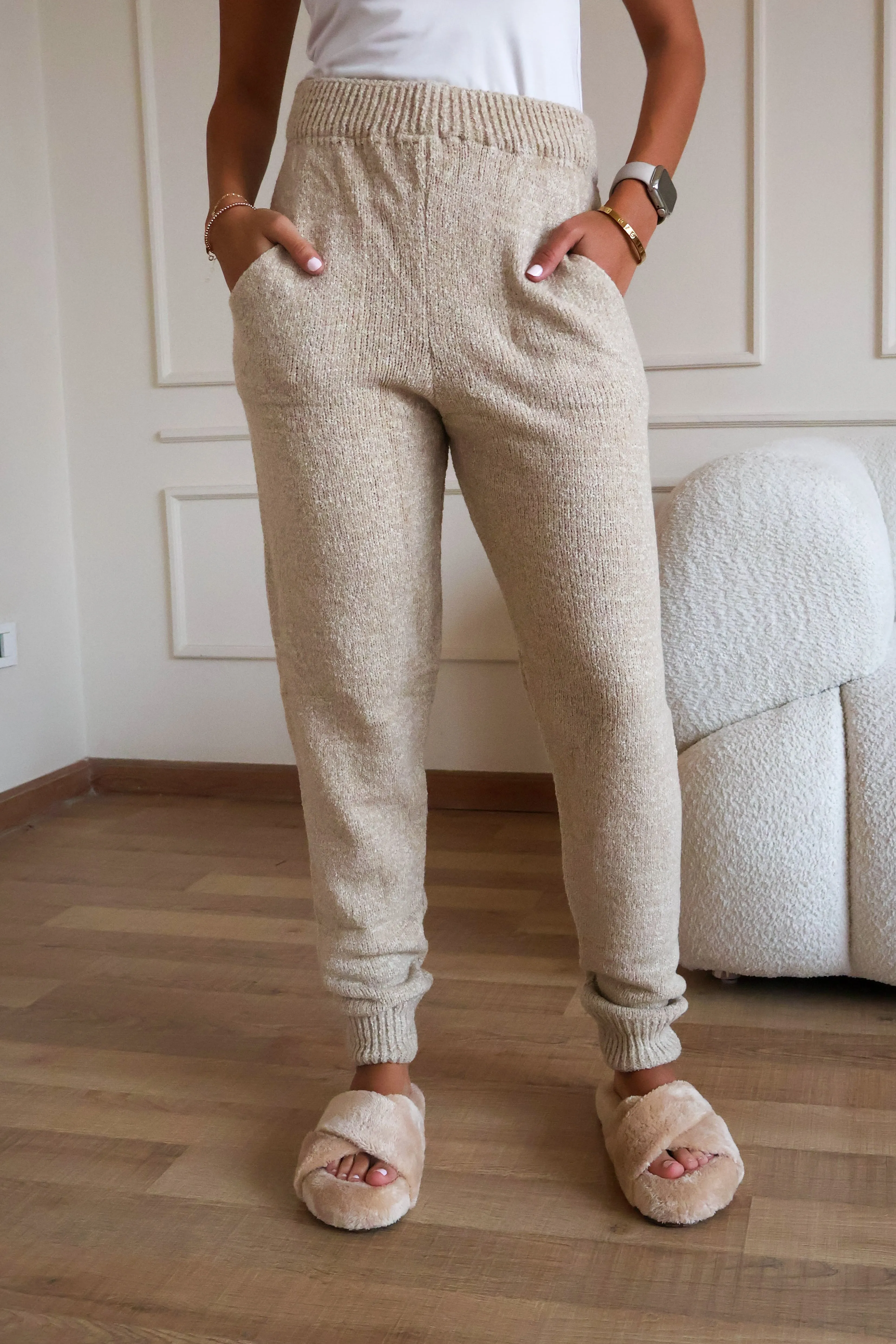 Beige wool pants