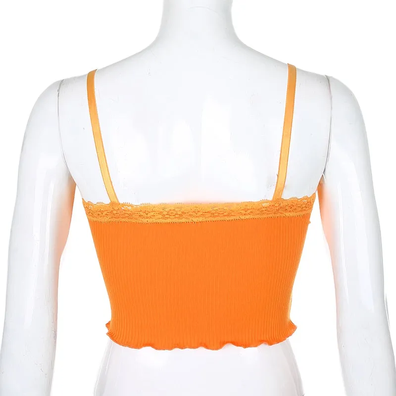 Bella Orange Lace Trimmed Top