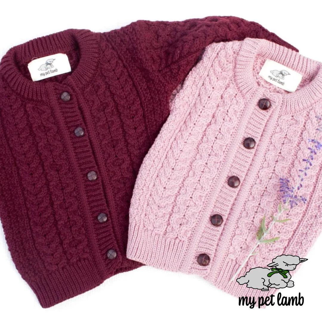 Berry Red Aran Cardigan