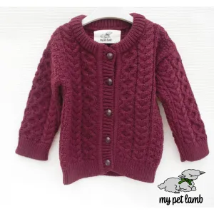 Berry Red Aran Cardigan