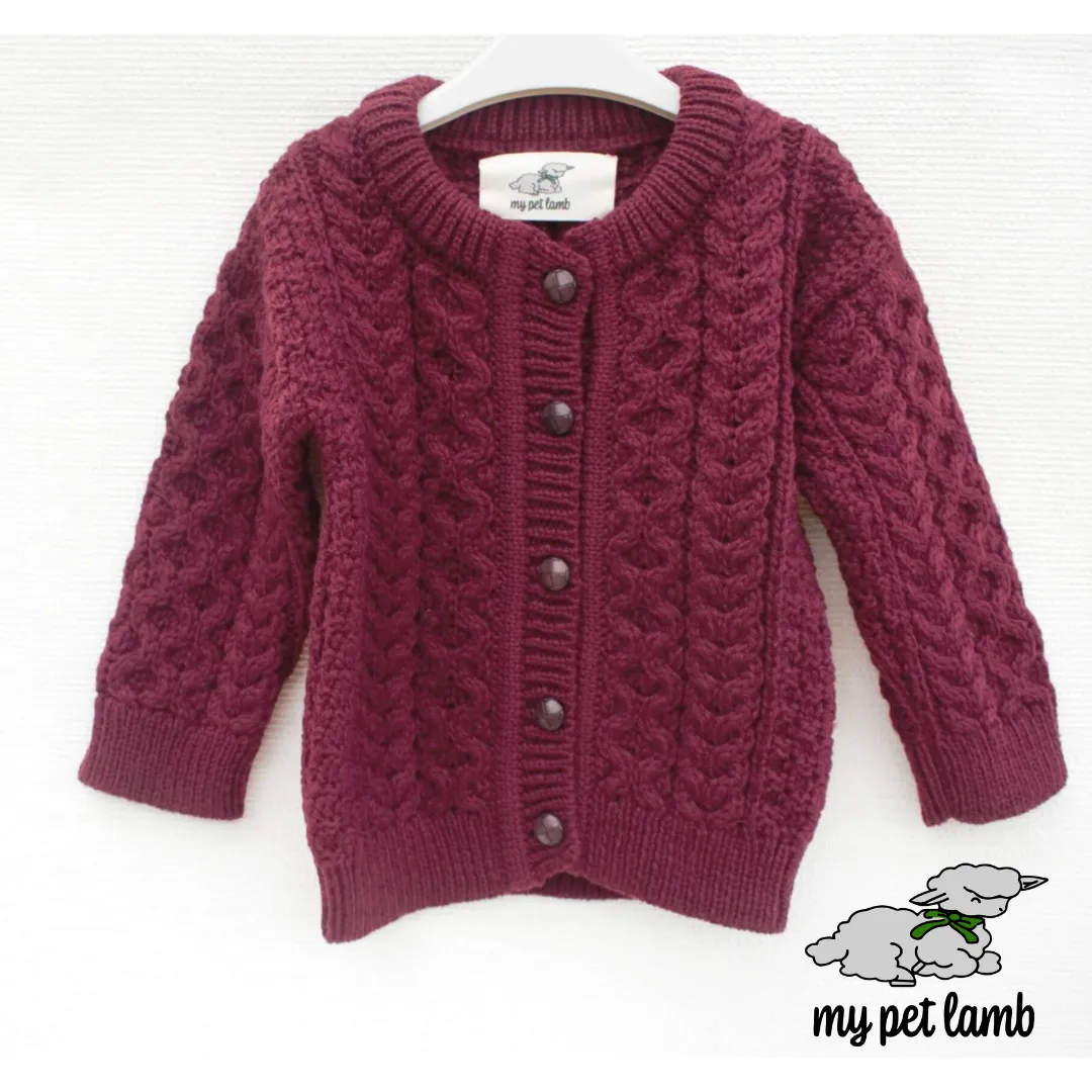 Berry Red Aran Cardigan